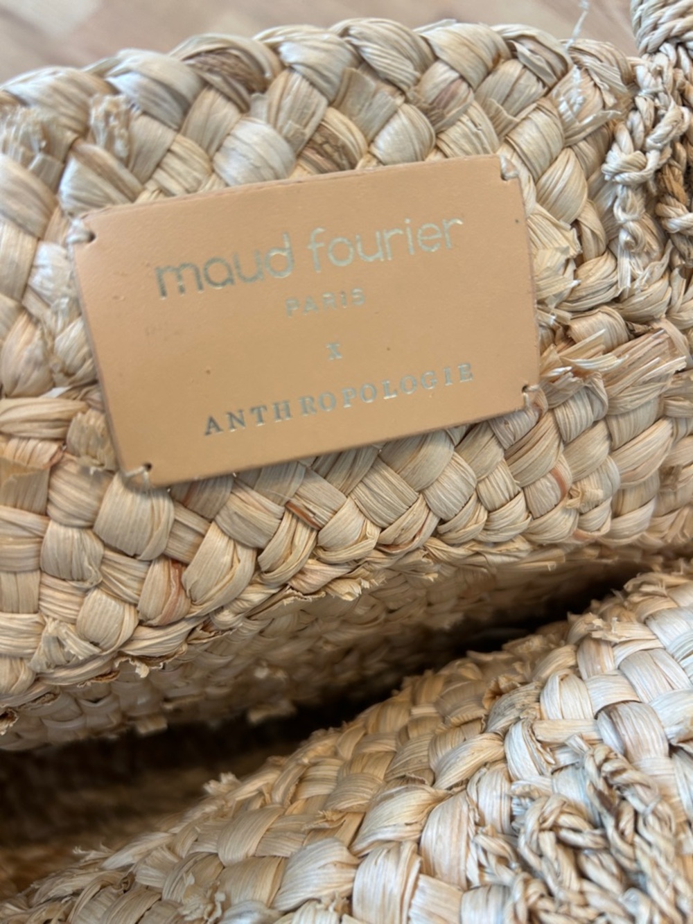 Straw Tote Maud Fourier Paris x Anthropologie Handmade Natural Straw Boho Bag - Picture 2 of 5